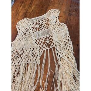 Sz M/L - Boho crochet fringe vest